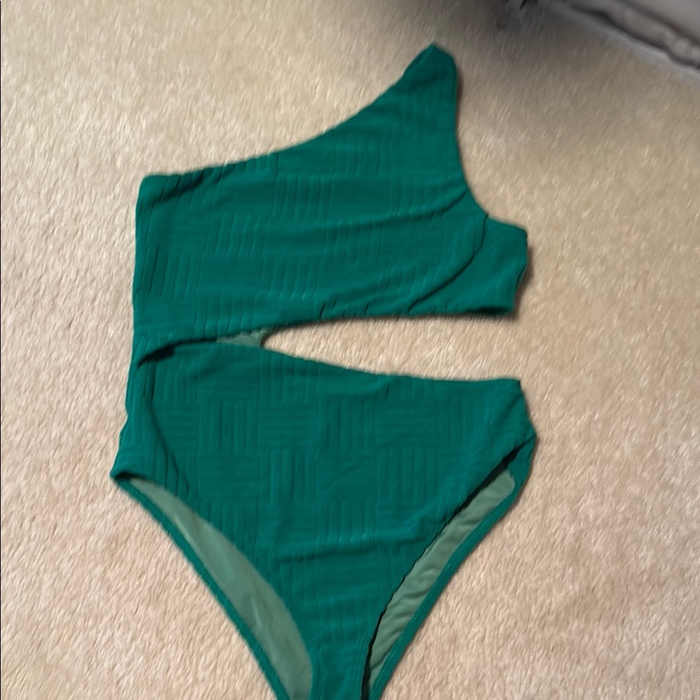 Beach Riot Green One Shoulder Swim One Piece